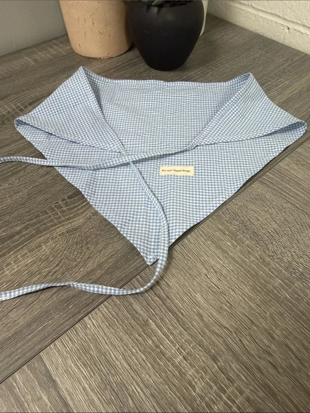 Ader Error “But Near Missed Things” Gingham Head Scarf